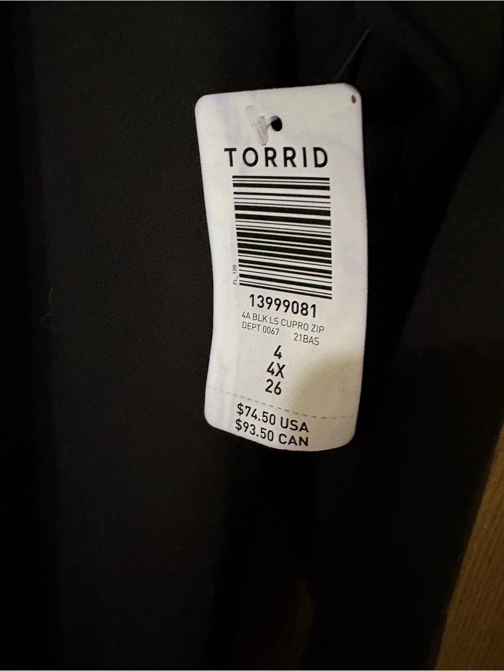 torrid Black Zip-Up Hoodie with Hood - Picture 2 of 2